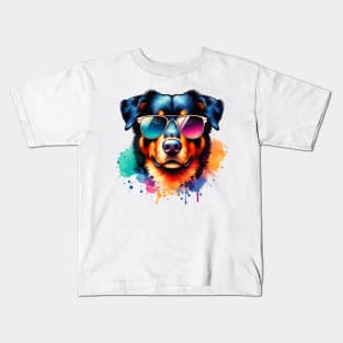 Watercolor Beauceron Dog Kids T-Shirt